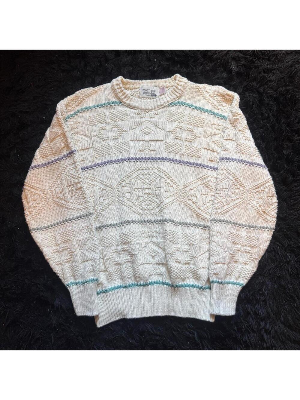 vintage textured knit sweater penns landing